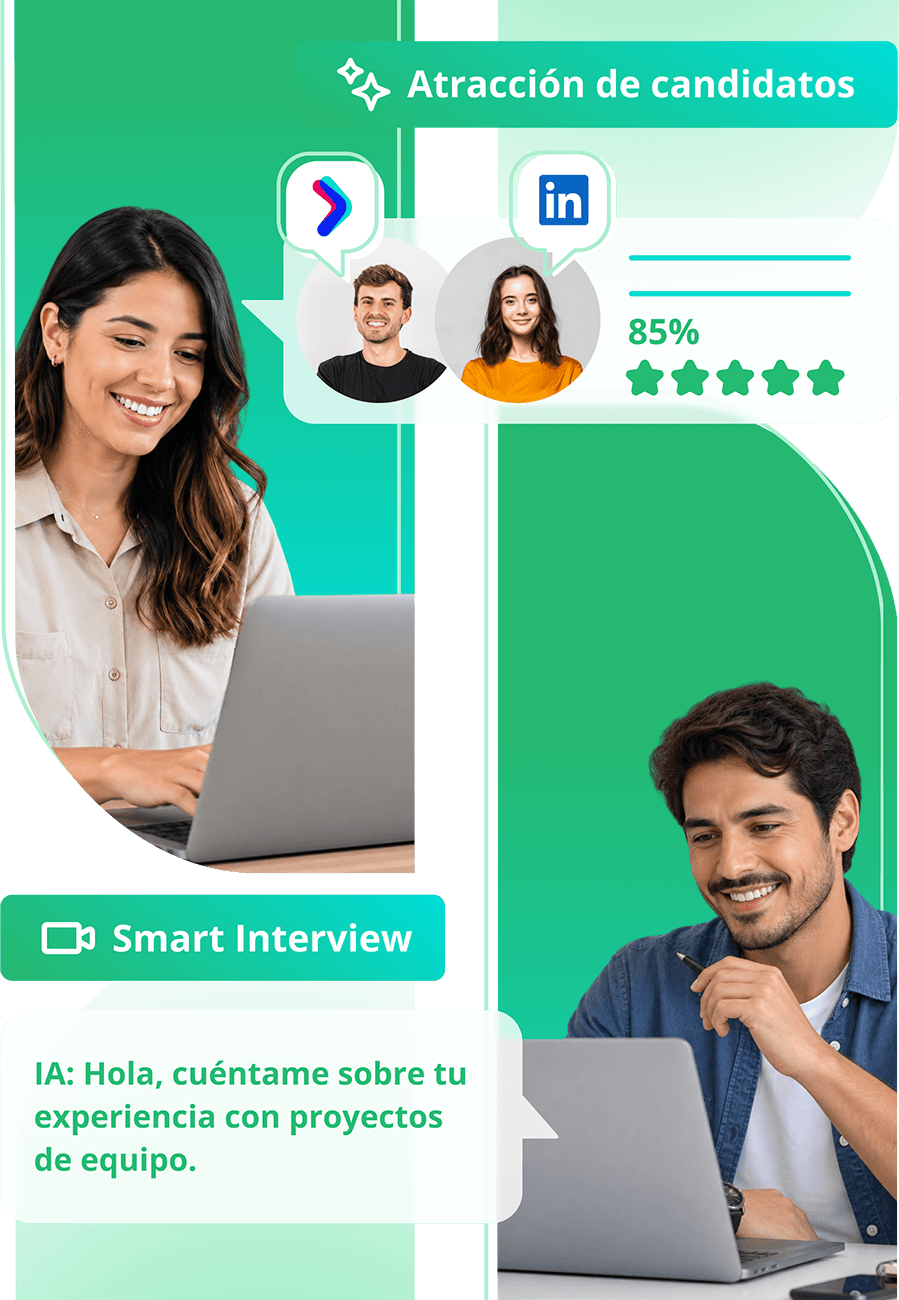 Atracción de candidatos y entrevistas con IA en Hiring Room