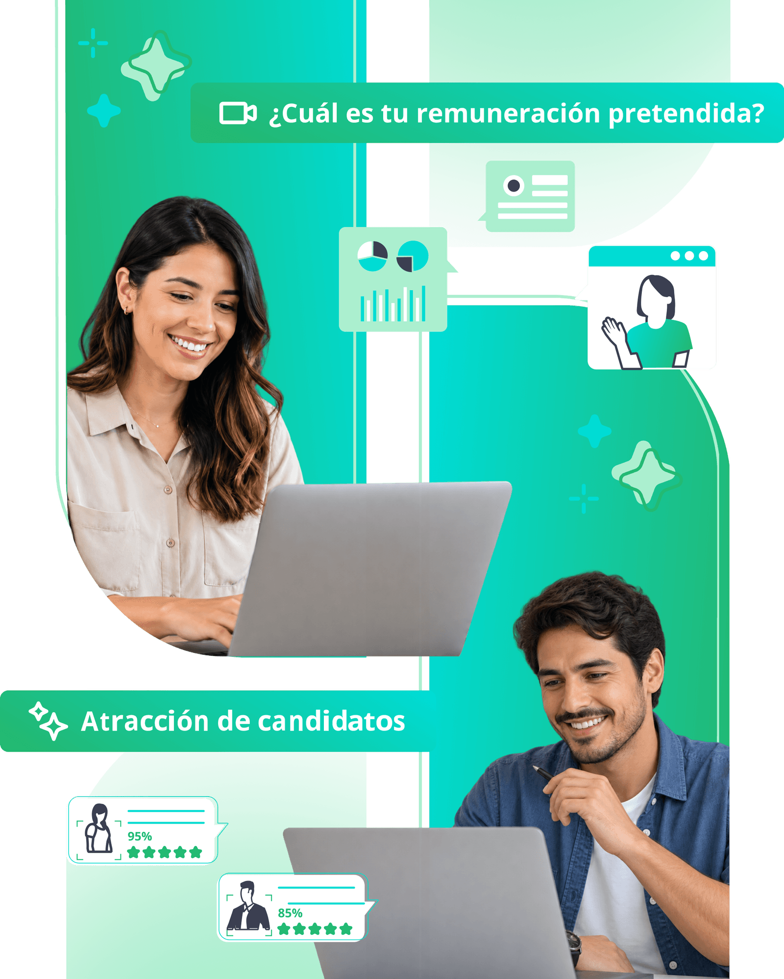 Atracción de candidatos y entrevistas con IA en Hiring Room